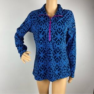 Columbia Womens Medium Fleece Sweatshirt 1/4 Zip Blue and Navy.